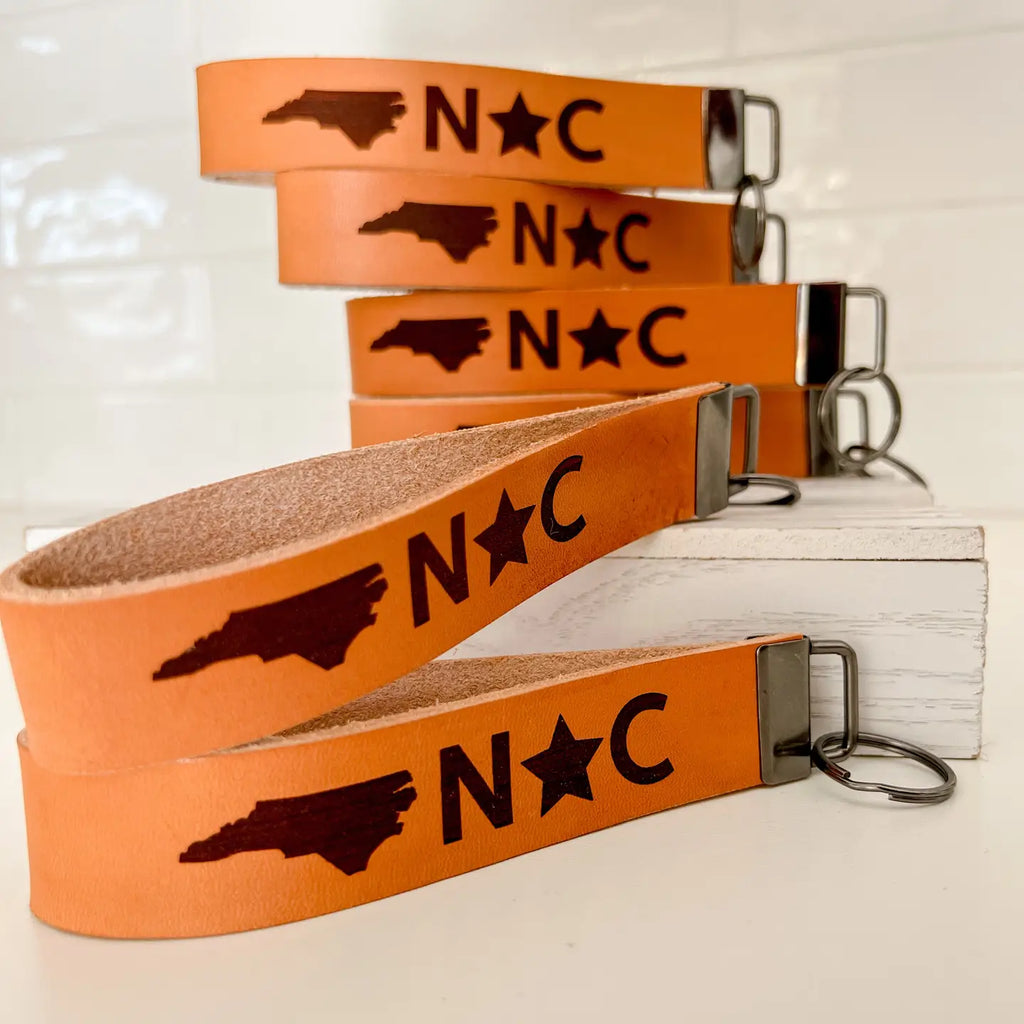 Leather NC Wristlet Keychain