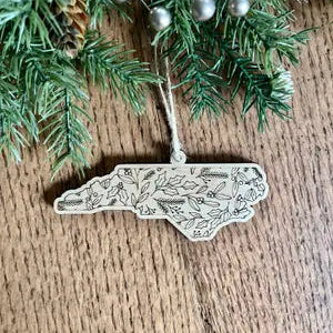 North Carolina Wooden Christmas Ornament