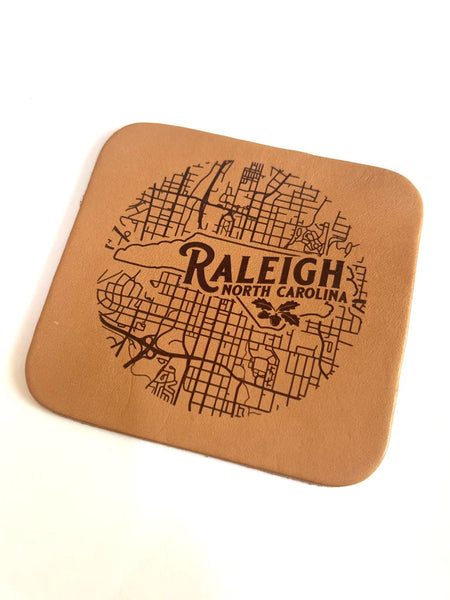 Raleigh Map Leather Coaster Add-On