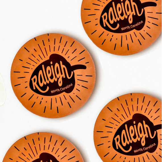 Raleigh Acorn Leather Coaster