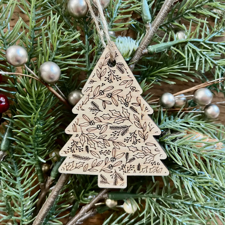 Wooden Tree Ornament - With love from NC