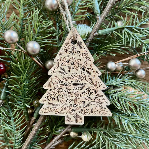 Wooden Tree Ornament - With love from NC